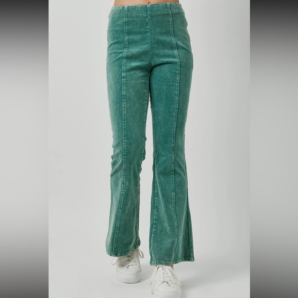 355. Flare Corduroy Pant Washed Vintage Green Side Zip NEW Item NWT S, M, L - Picture 8 of 8